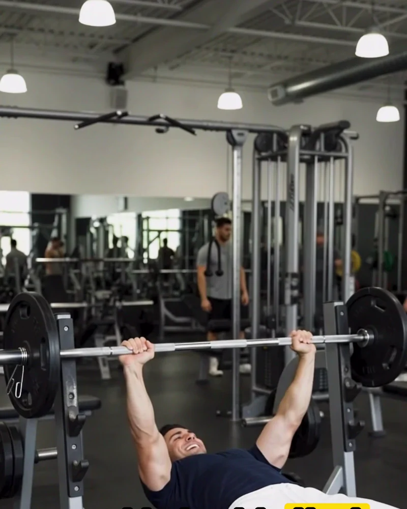 AI-generated gym campaign showing a synthetic athlete during a lift
